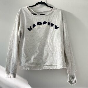 Honey Punch Varsity Distressed Sweatshirt size S